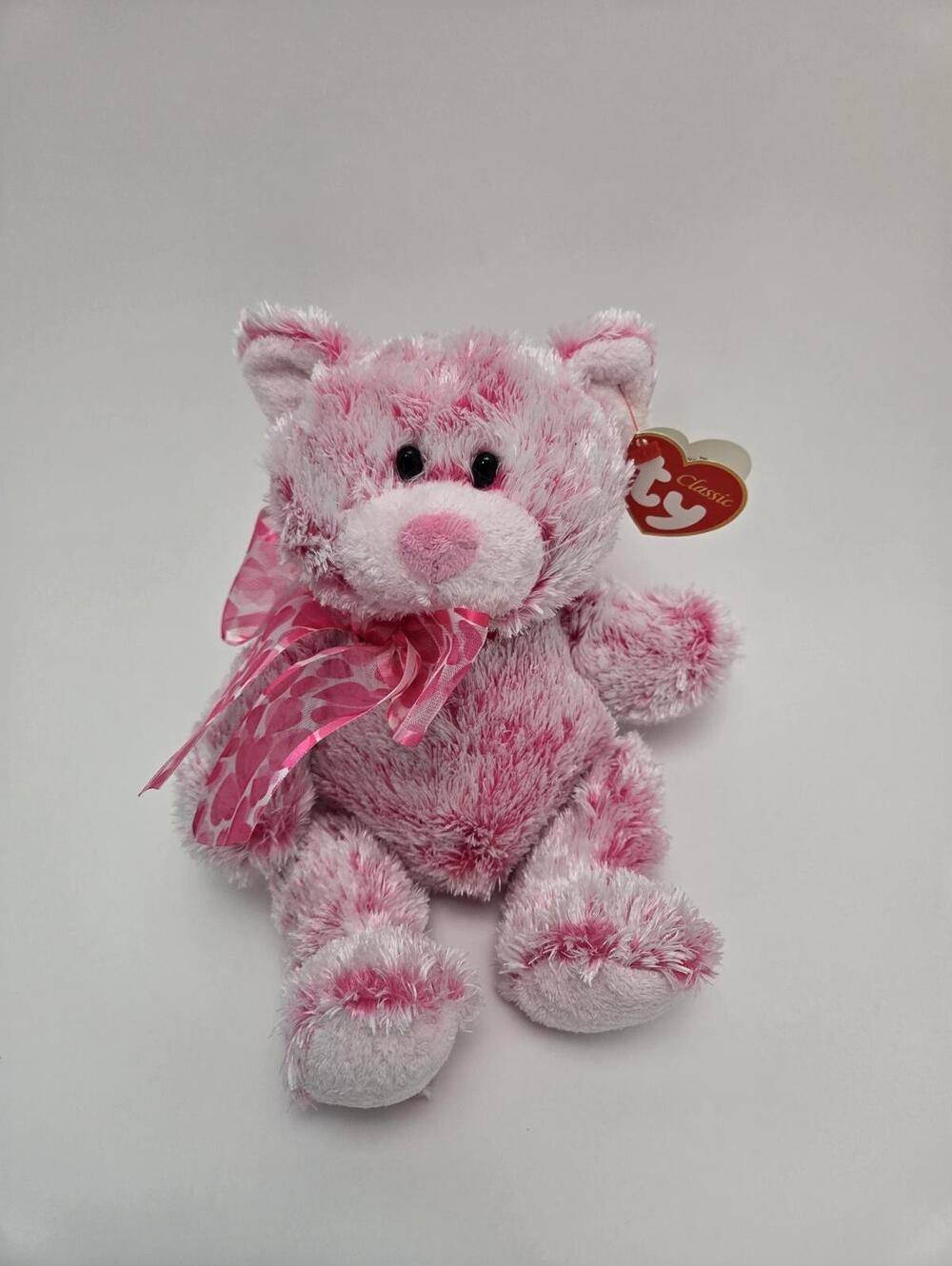 Ty Classics Collection “Meows” the Adorable Pink Cat with Pink Bow (10 inch)